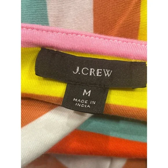 J.Crew Rainbow Stripe Maxi Dress M Cotton Tiered Resort Beach 53” - Picture 4 of 8